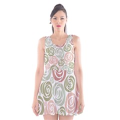  Retro Elegant Floral Pattern Scoop Neck Skater Dress