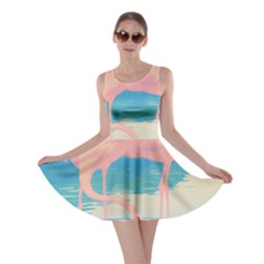 Two Pink Flamingos Pop Art Skater Dress by WaltCurleeArt