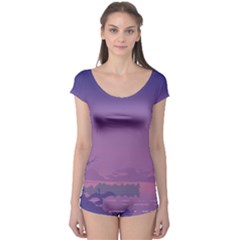 Abstract Tropical Birds Purple Sunset  Boyleg Leotard (ladies) by WaltCurleeArt