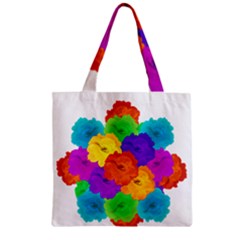 Flowes Collage Ornament Zipper Grocery Tote Bag