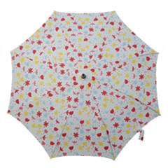 Seamless Colorful Flowers Pattern Hook Handle Umbrellas (medium) by TastefulDesigns