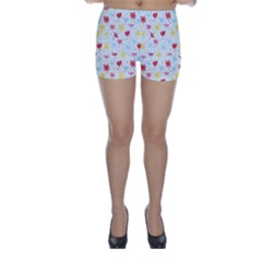 Seamless Colorful Flowers Pattern Skinny Shorts