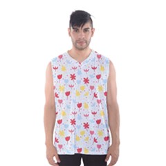 Seamless Colorful Flowers Pattern Men s Basketball Tank Top