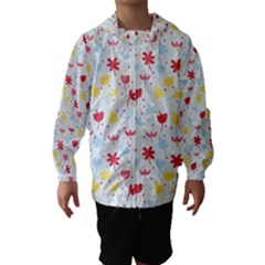 Seamless Colorful Flowers Pattern Hooded Wind Breaker (kids)