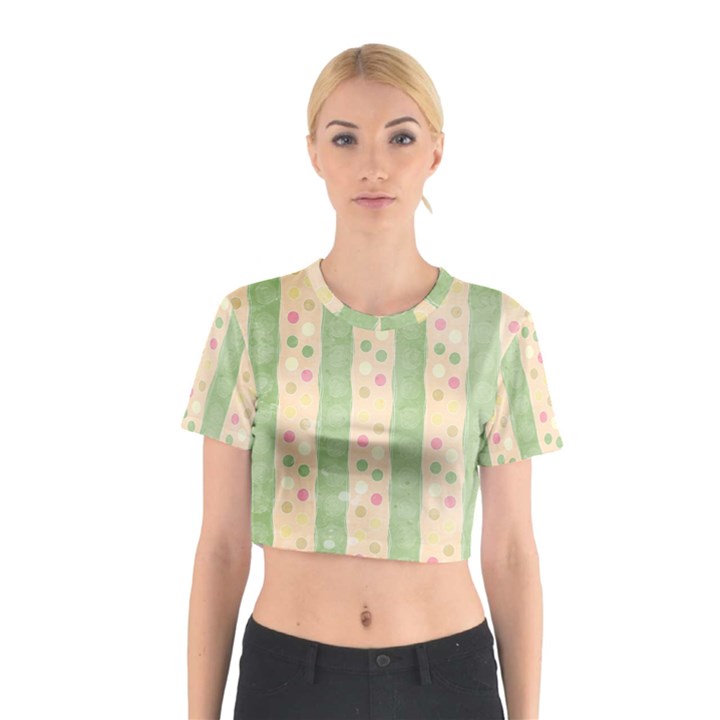 Seamless Colorful Dotted Pattern Cotton Crop Top