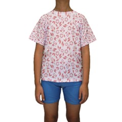 Red Seamless Floral Pattern Kid s Short Sleeve Swimwear