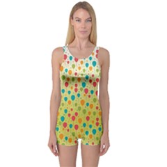 Colorful Balloons Backlground One Piece Boyleg Swimsuit