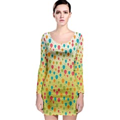 Colorful Balloons Backlground Long Sleeve Bodycon Dress