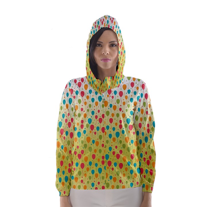 Colorful Balloons Backlground Hooded Wind Breaker (Women)