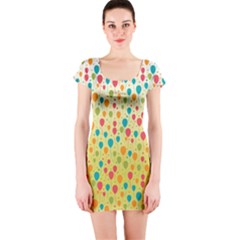 Colorful Balloons Backlground Short Sleeve Bodycon Dress