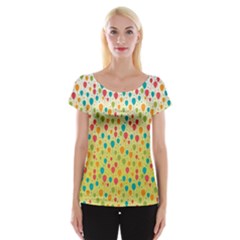 Colorful Balloons Backlground Women s Cap Sleeve Top