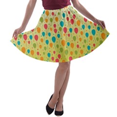 Colorful Balloons Backlground A-line Skater Skirt