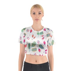 Hand Drawn Flowers Background Cotton Crop Top