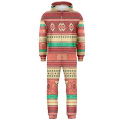 Hand Drawn Ethnic Shapes Pattern Hooded Jumpsuit (men)  by TastefulDesigns