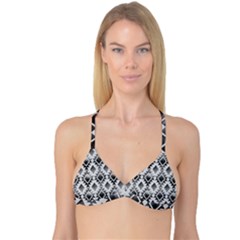 Hand Painted Black Ethnic Pattern Reversible Tri Bikini Top