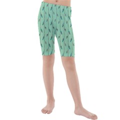 Seamless Lines And Feathers Pattern Kid s Mid Length Swim Shorts