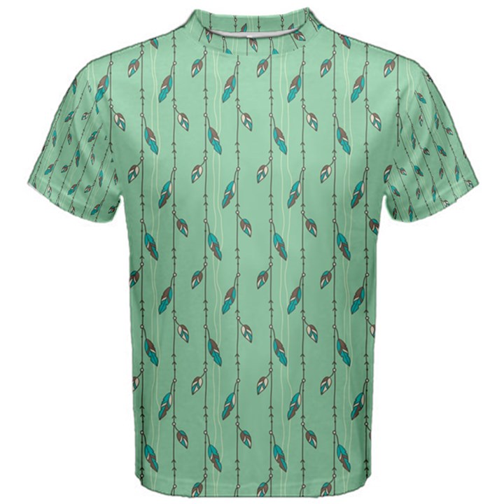 Seamless Lines And Feathers Pattern Men s Cotton Tee