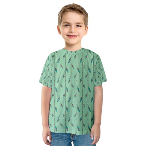 Seamless Lines And Feathers Pattern Kid s Sport Mesh Tee by TastefulDesigns