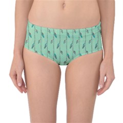 Seamless Lines And Feathers Pattern Mid-waist Bikini Bottoms