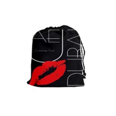 Greetings From Dubai  Red Lipstick Kiss Black Postcard Uae United Arab Emirates Drawstring Pouches (medium)  by yoursparklingshop