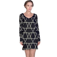 Star Of David   Long Sleeve Nightdress by SugaPlumsEmporium