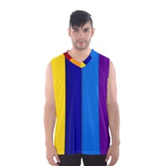 Rainbow Painting On Wood Men s Basketball Tank Top by StuffOrSomething