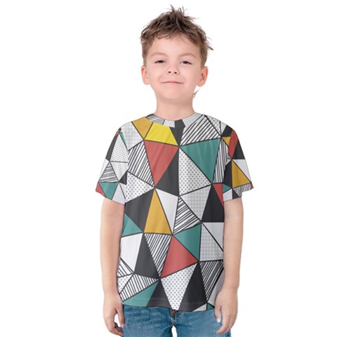 Colorful Geometric Triangles Pattern  Kid s Cotton Tee by TastefulDesigns