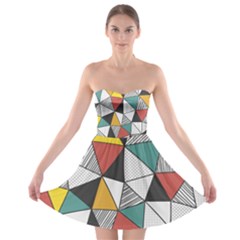 Colorful Geometric Triangles Pattern  Strapless Dresses by TastefulDesigns