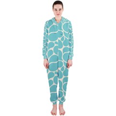 Blue Abstract Water Drops Pattern Hooded Jumpsuit (ladies) 