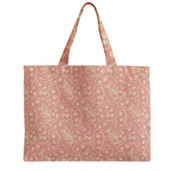 Girly Pink Leaves And Swirls Ornamental Background Zipper Mini Tote Bag by TastefulDesigns