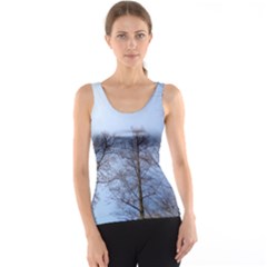 Natural Brown Blue, Large Trees In Sky Tank Top by yoursparklingshop