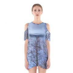 Natural Brown Blue, Large Trees In Sky Cutout Shoulder Dress by yoursparklingshop