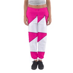 Funny Hot Pink White Geometric Triangles Kids Art Women s Jogger Sweatpants by yoursparklingshop