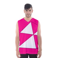 Funny Hot Pink White Geometric Triangles Kids Art Men s Basketball Tank Top by yoursparklingshop