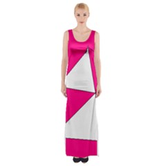 Funny Hot Pink White Geometric Triangles Kids Art Maxi Thigh Split Dress by yoursparklingshop