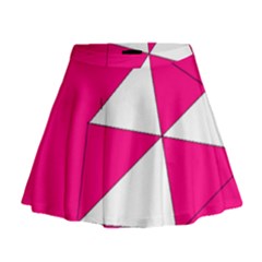 Funny Hot Pink White Geometric Triangles Kids Art Mini Flare Skirt