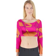 Funny Hot Pink Orange Kids Art Long Sleeve Crop Top by yoursparklingshop