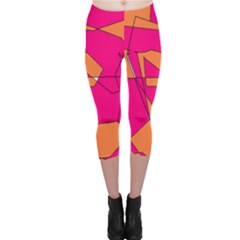 Funny Hot Pink Orange Kids Art Capri Leggings  by yoursparklingshop