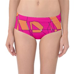 Funny Hot Pink Orange Kids Art Mid-waist Bikini Bottoms by yoursparklingshop