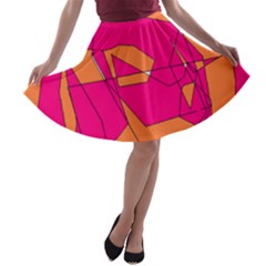 Funny Hot Pink Orange Kids Art A-line Skater Skirt by yoursparklingshop