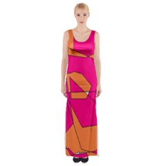 Funny Hot Pink Orange Kids Art Maxi Thigh Split Dress by yoursparklingshop