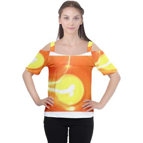 Sunny Orange Yellow Flame Women s Cutout Shoulder Tee by yoursparklingshop