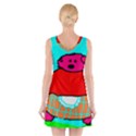 Funny Pig in Summer Red Blue Pink Kids Art V-Neck Sleeveless Skater Dress View2