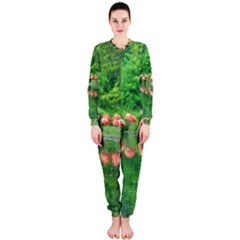 Flamingos Nature Green Pink Onepiece Jumpsuit (ladies)  by yoursparklingshop