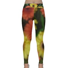 Orange Yellow Flowers Yoga Leggings