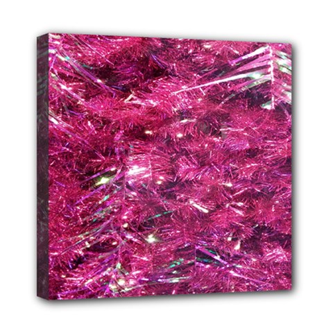 Festive Hot Pink Glitter Merry Christmas Tree  Mini Canvas 8  X 8  by yoursparklingshop