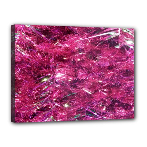 Festive Hot Pink Glitter Merry Christmas Tree  Canvas 16  X 12  by yoursparklingshop