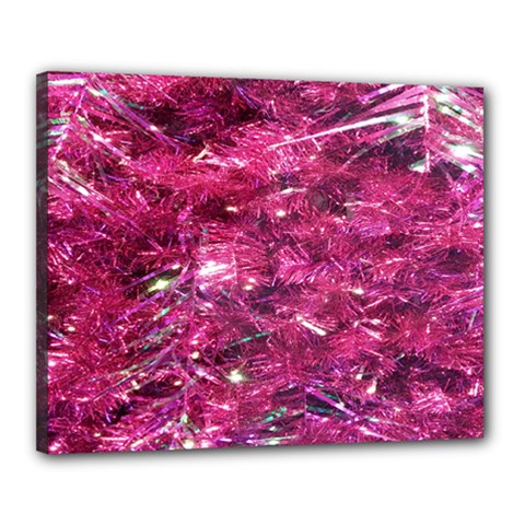 Festive Hot Pink Glitter Merry Christmas Tree  Canvas 20  X 16  by yoursparklingshop