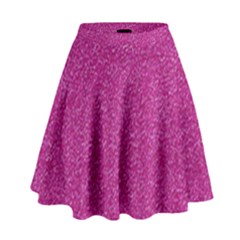 Metallic Pink Glitter Texture High Waist Skirt