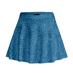 Festive Blue Glitter Texture Mini Flare Skirt